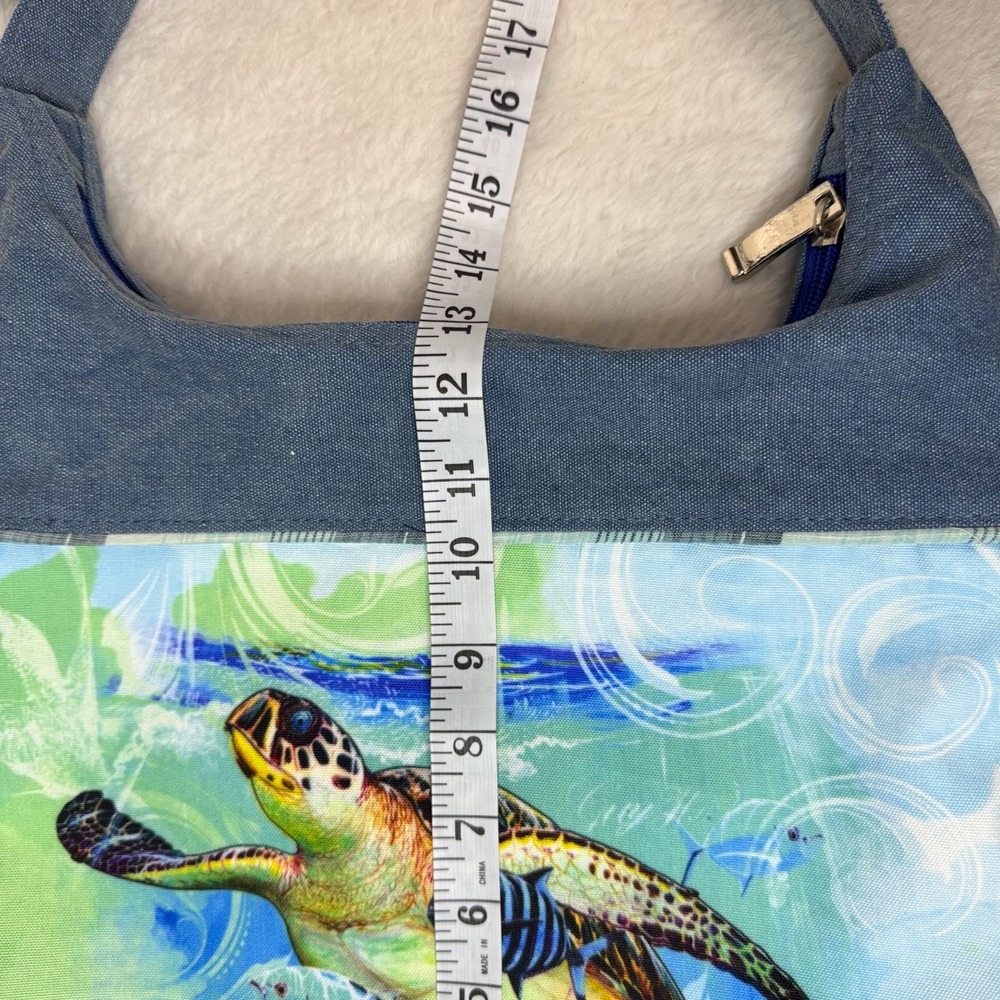 Guy Harvey Purse NWT Sea Turtle Fish Hobo Shoulder Bag Canvas Beach Tote - Picture 15 of 16